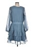 Express 100% Polyester Polka Dots Blue Casual Dress Size L - photo 1