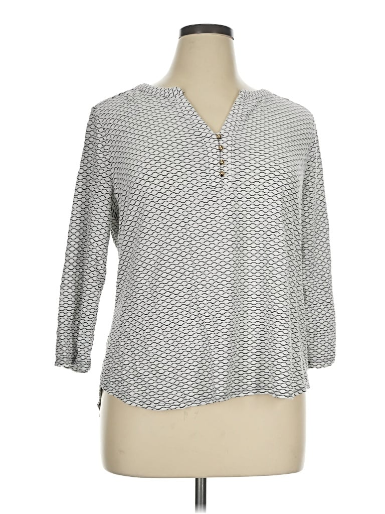 Pre-owned Dana Buchman 3/4 Sleeve Blouse In Gray