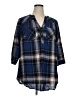 Torrid Plaid Blue 3/4 Sleeve Button-Down Shirt Size 1X Plus (1) - photo 1