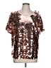 Eva Franco Metallic Silver Short Sleeve Blouse Size L - photo 1