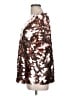 Eva Franco Metallic Silver Short Sleeve Blouse Size L - photo 5