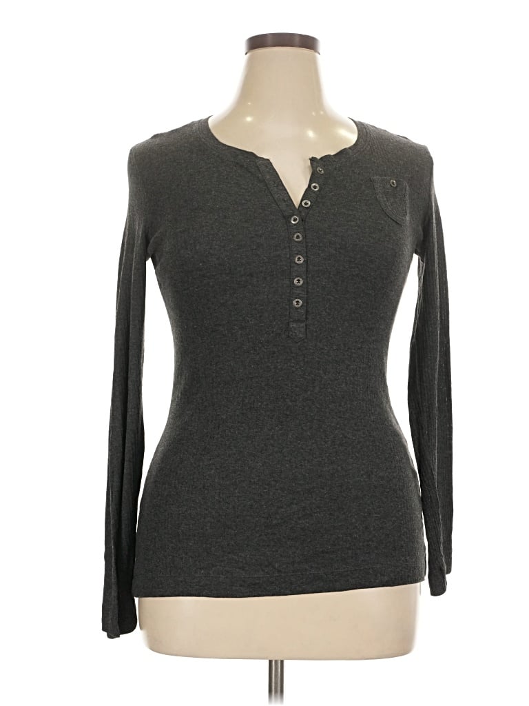 Pre-owned Ruff Hewn Long Sleeve Henley Shirt In Gray