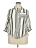 Hannah 100% Rayon Stripes Silver 3/4 Sleeve Button-Down Shirt Size 2X - photo 1