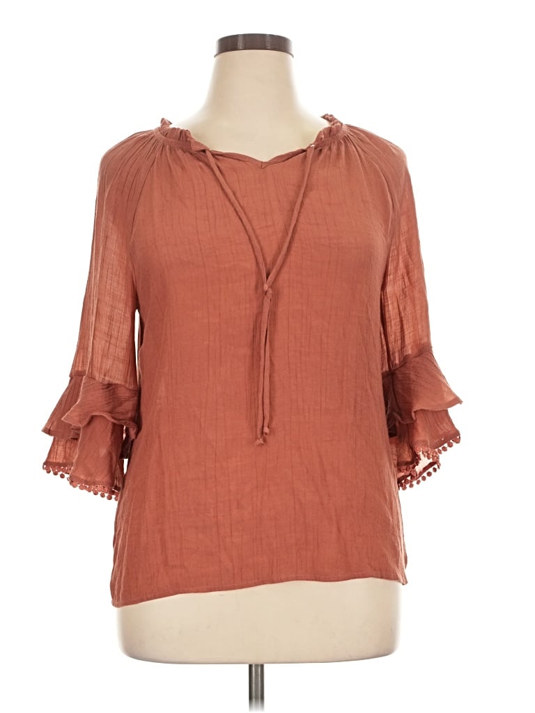 Pre-owned Naif 3/4 Sleeve Blouse In Brown