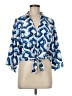 Rose + Olive Blue 3/4 Sleeve Button-Down Shirt Size M - photo 1