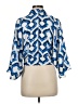Rose + Olive Blue 3/4 Sleeve Button-Down Shirt Size M - photo 2