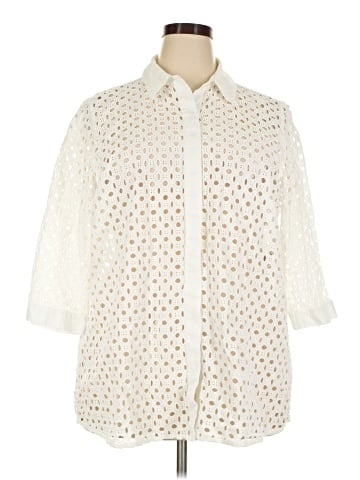 Jones Studio 3/4 Sleeve Button-Down Shirt (view 1)