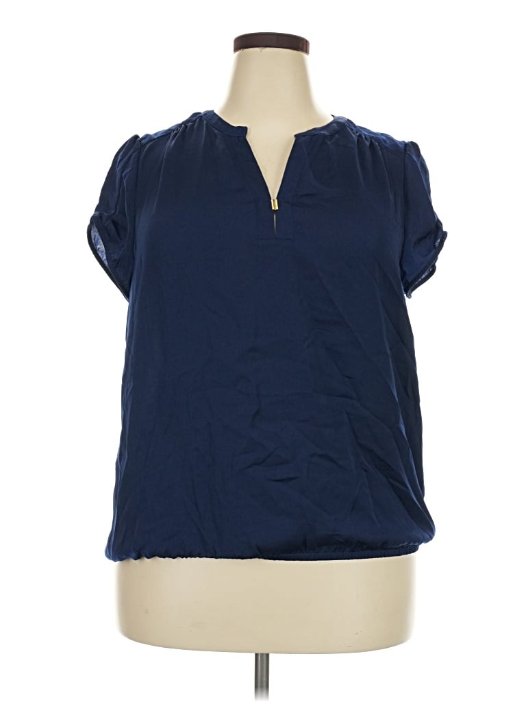 Pre-owned Atmosphere Short Sleeve Blouse In Blue