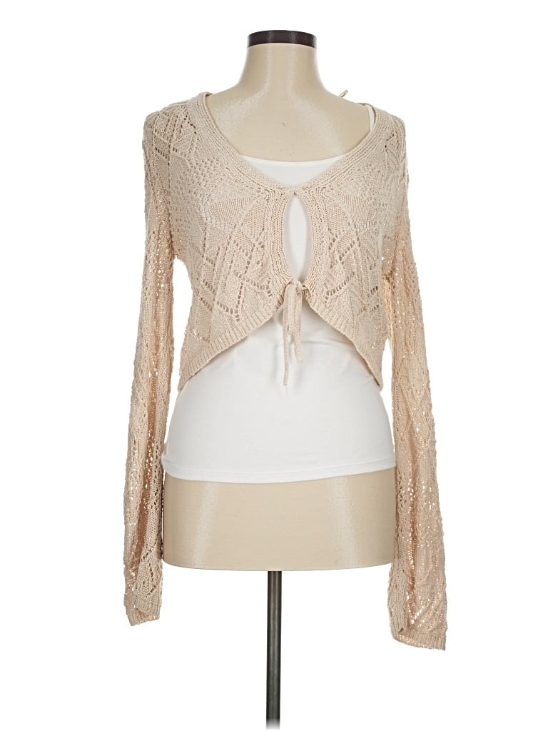 Pre-owned Pull & Bear Cardigan Sweater In Tan