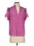 J.Crew 100% Polyester Polka Dots Pink Short Sleeve Blouse Size S - photo 1
