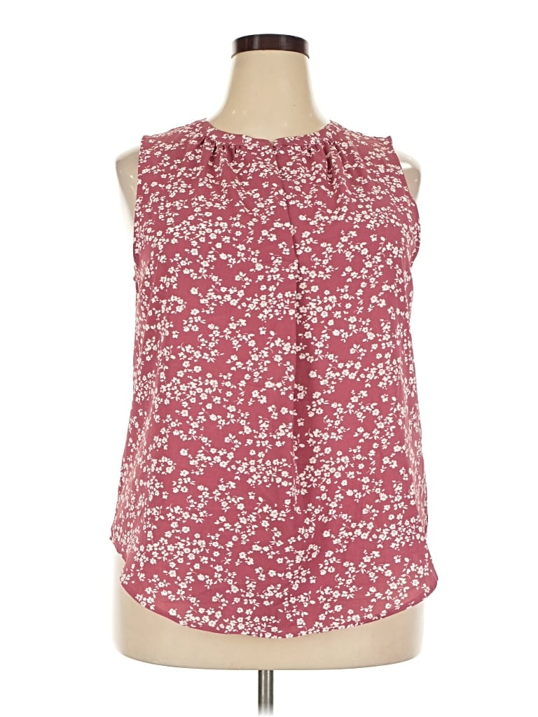 Pre-owned Monday Fun Sleeveless Blouse In Burgundy