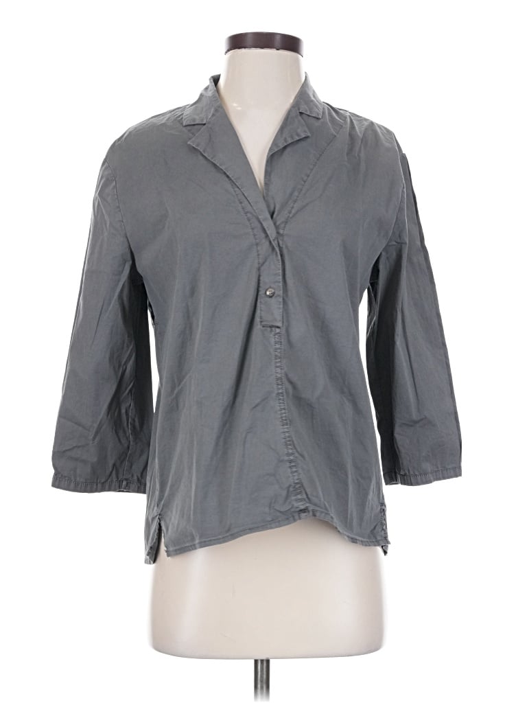 Pre-owned Xcvi 3/4 Sleeve Button Down Shirt In Gray