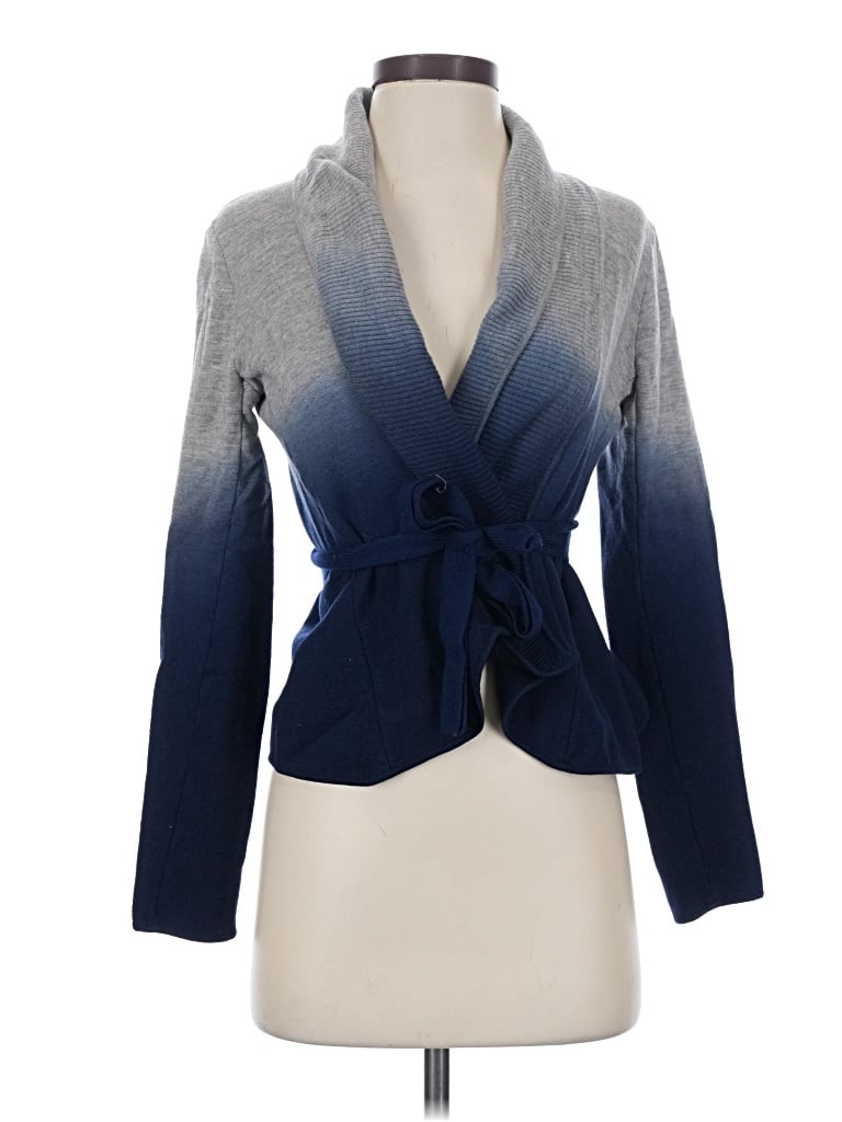 Pre-owned Bcbgmaxazria Wool Cardigan Sweater In Blue