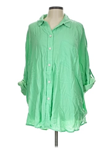 American Eagle Outfitters 3/4 Sleeve Button-Down Shirt (view 1)