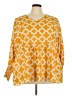 Spin 100% Polyester Yellow 3/4 Sleeve Blouse Size 3X - photo 1