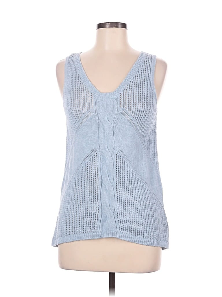 Pre-owned Cabi Tank Top Blue Plunge Neckline Tops
