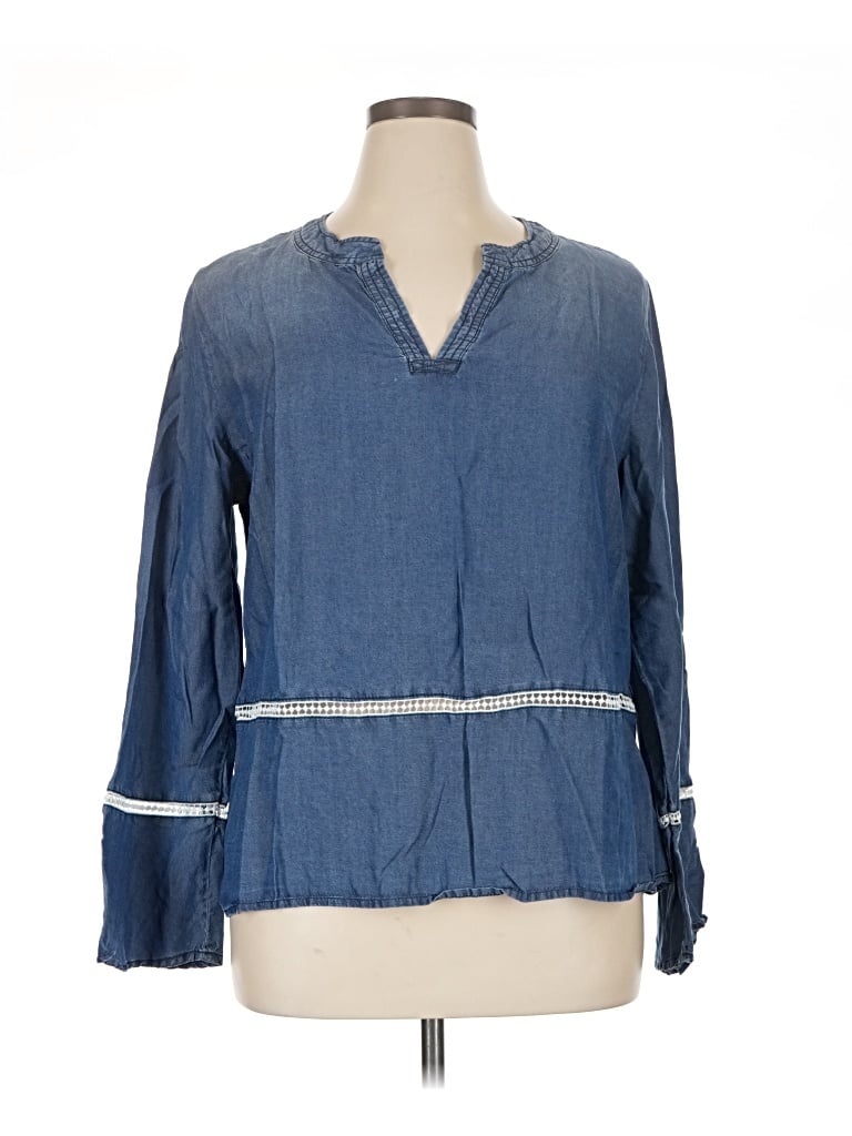 Pre-owned Fourteenth Place 3/4 Sleeve Blouse In Blue