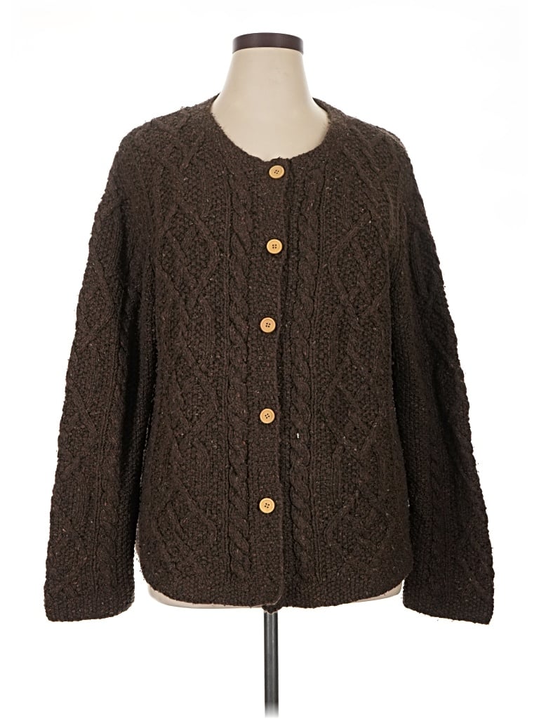 Pre-owned Orvis Silk Cardigan Sweater In Brown