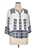 Daniel Rainn 100% Rayon Aztec Or Tribal Print Blue White 3/4 Sleeve Blouse Size XL - photo 1