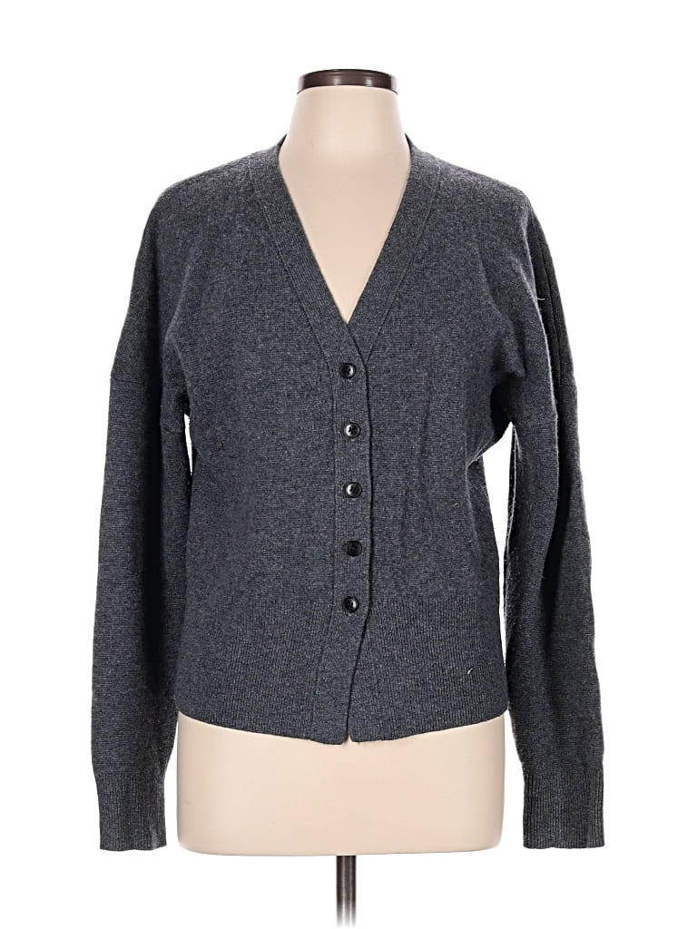Pre-owned Nordstrom Wool Cardigan Sweater In Gray