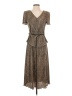 Connected Apparel 100% Polyester Brown Casual Dress Size S - photo 1