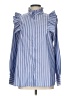 First Love 100% Polyester Stripes Blue Sleeveless Blouse Size L - photo 1