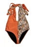 Unbranded Print Orange Brown One Piece Swimsuit Size XXL - photo 1