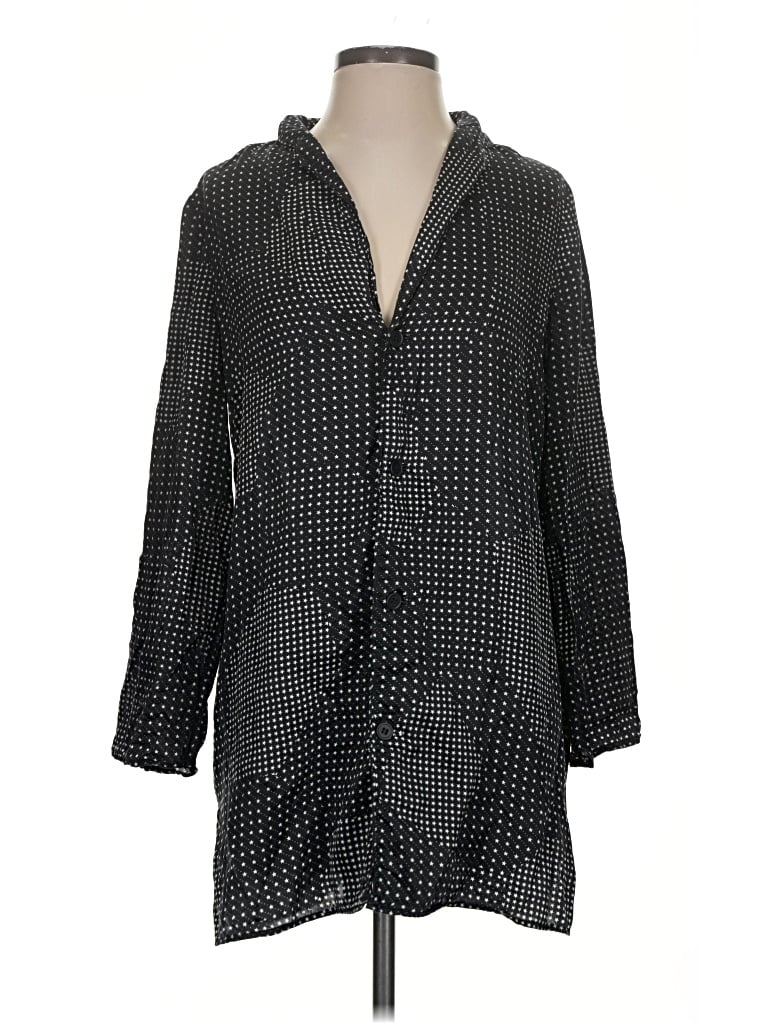 Pre-owned Kate Spade Saturday 3/4 Sleeve Button Down Shirt In Black