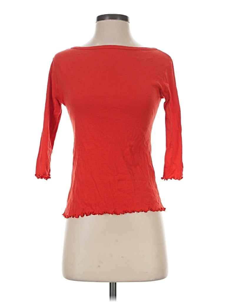Pre-owned La Relaxed 3/4 Sleeve Top Red Boatneck Tops