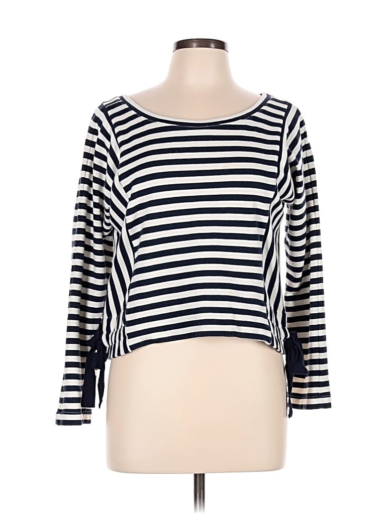 Pre-owned Sugar Lips Long Sleeve Top Blue Scoop Neck Tops