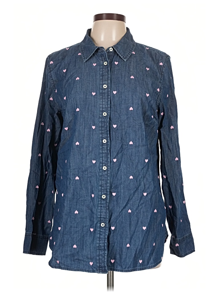 Pre-owned Talbots Long Sleeve Button Down Shirt In Blue
