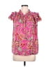 Rose + Olive 100% Polyester Paisley Pink Short Sleeve Blouse Size M - photo 1