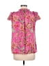Rose + Olive 100% Polyester Paisley Pink Short Sleeve Blouse Size M - photo 2