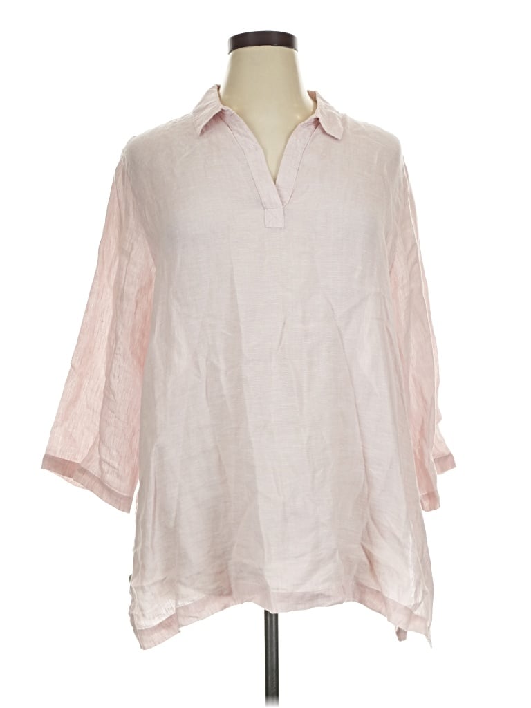 Pre-owned Sigrid Olsen 3/4 Sleeve Button Down Shirt In Pink