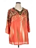 Ashley Stewart 100% Polyester Animal Print Orange 3/4 Sleeve Blouse Size 14 Plus - photo 1