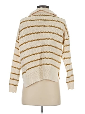 Madewell Canby Button Mockneck Sweater in Stripe (view 2)