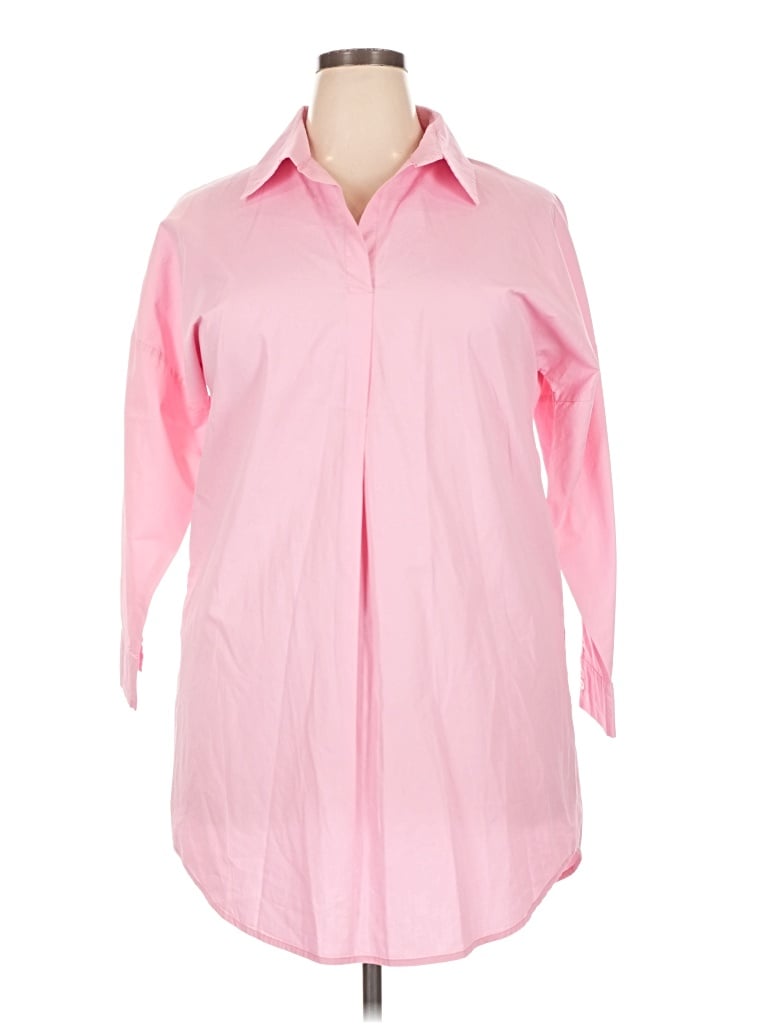 Pre-owned Caryn Lawn Long Sleeve Polo Shirt In Pink