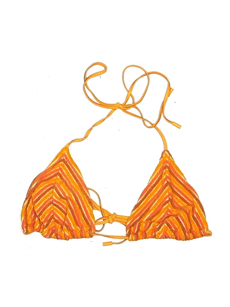 Pre-owned Triangl Swimsuit Top Orange Chevron/herringbone Pattern Swimwear
