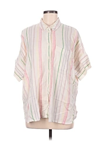 Madewell Linen-Blend Daily Shirt in Rainbow Stripe (view 1)