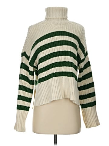 Madewell Wide Rib Turtleneck Sweater in Stripe (view 1)