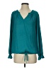 Left Coast by Dolan 100% Polyester Teal Long Sleeve Blouse Size S - photo 1