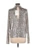 Zara Metallic Silver Long Sleeve Blouse Size L - photo 2