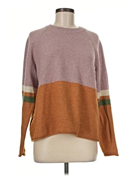 Madewell Striped Roll-Trim Waffle Pullover Sweater in Cotton-Merino Yarn