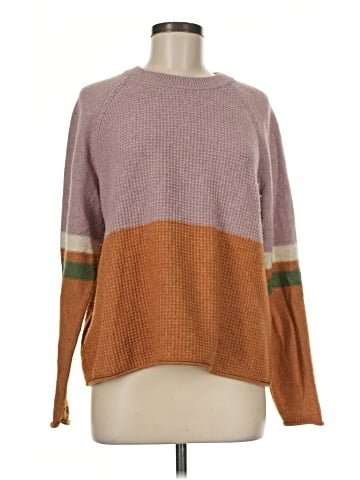 Madewell Striped Roll-Trim Waffle Pullover Sweater in Cotton-Merino Yarn (view 1)