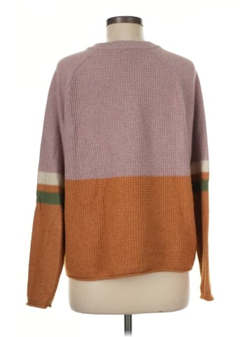 Madewell Striped Roll-Trim Waffle Pullover Sweater in Cotton-Merino Yarn (view 2)