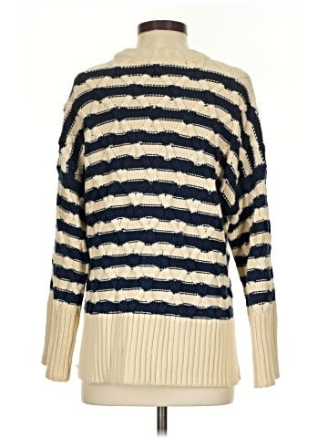 Madewell Cable-Knit Oversized Sweater in Stripe (view 2)