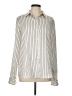 Old Navy 100% Polyester Stripes Ivory Long Sleeve Blouse Size L (tall) - photo 1