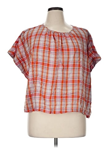 Madewell Plaid Shirred-Neck Boxy Top (view 1)