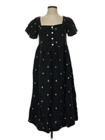 Madewell Daisy Embroidered Lightspun Square-Neck Midi Dress (view 1)