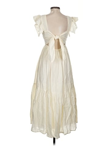 Madewell Ruffle-Strap Tiered Midi Dress in Textural Stripe (view 2)